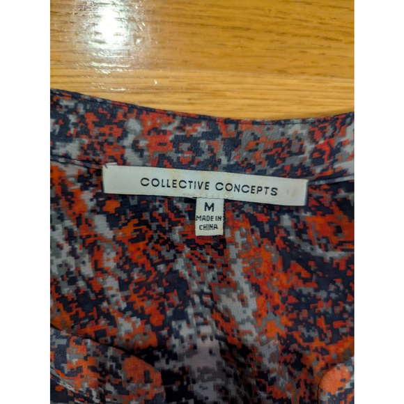 Collective Concepts Blouse Orange Blue Patterned Medium - Picture 3 of 9